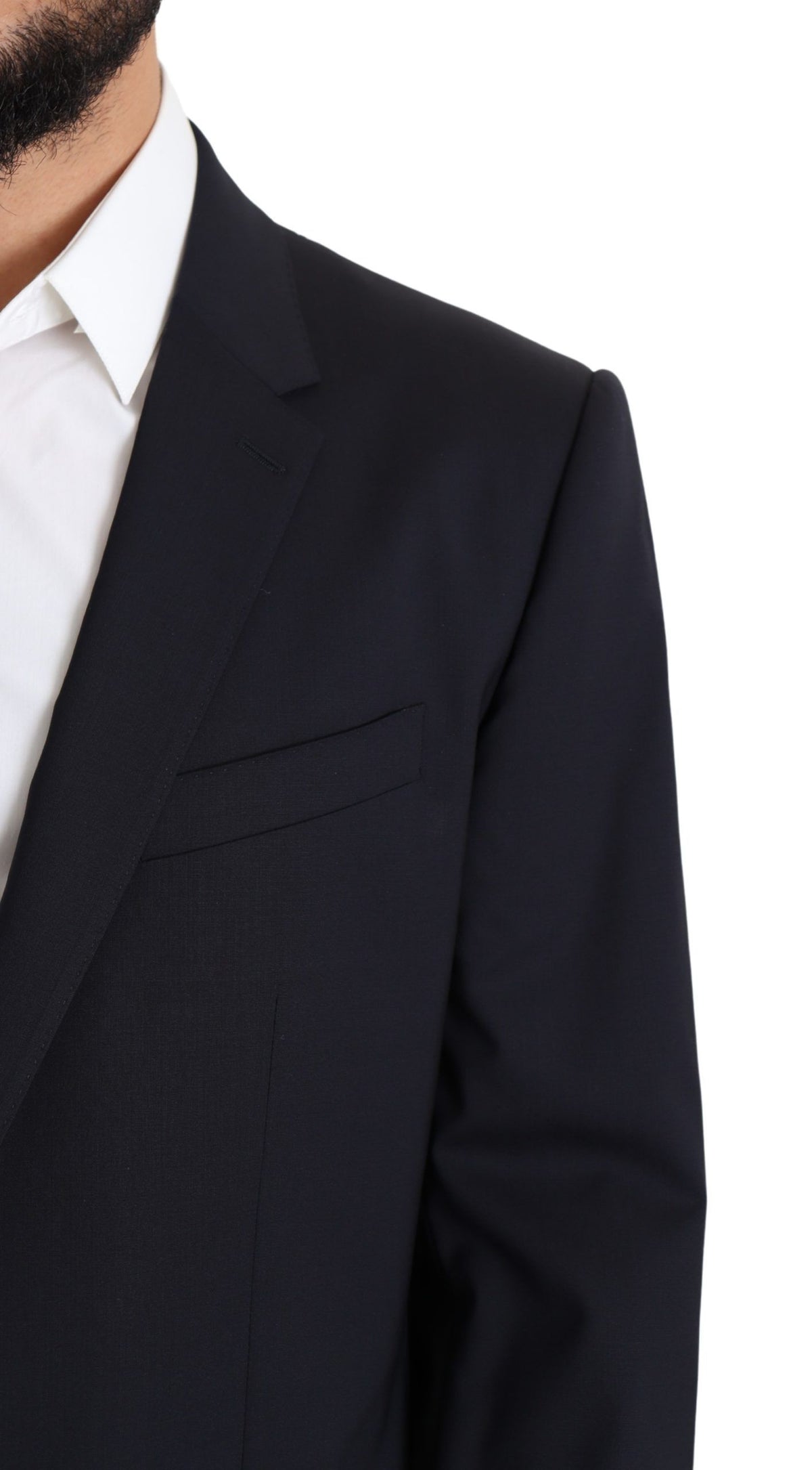 Dolce & Gabbana Dark Blue Wool Stretch Men Coat MARTINI Blazer