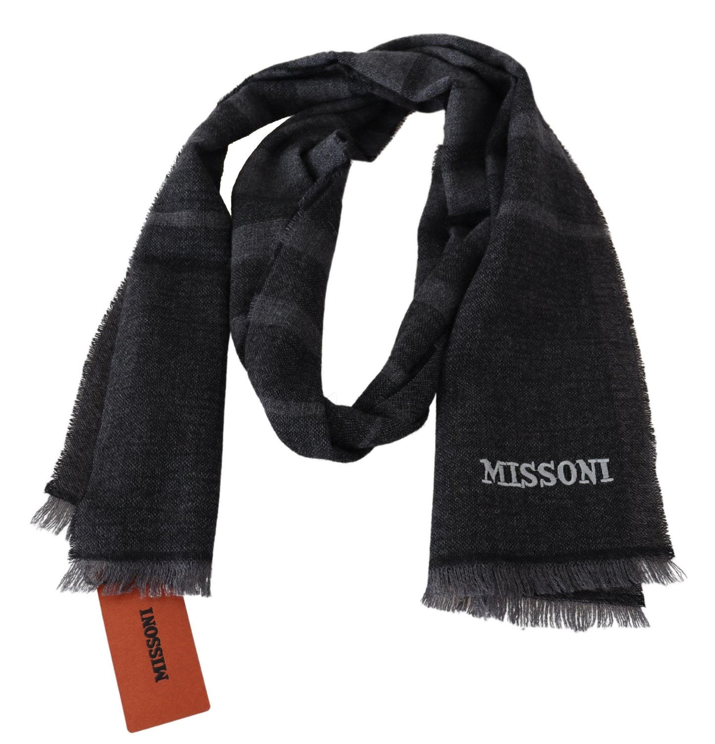 وشاح الرقبة من الصوف المخطط باللون الأسود للجنسين من Missoni