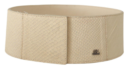 GF Ferre White Waxed Cotton Wide Fashion Belt