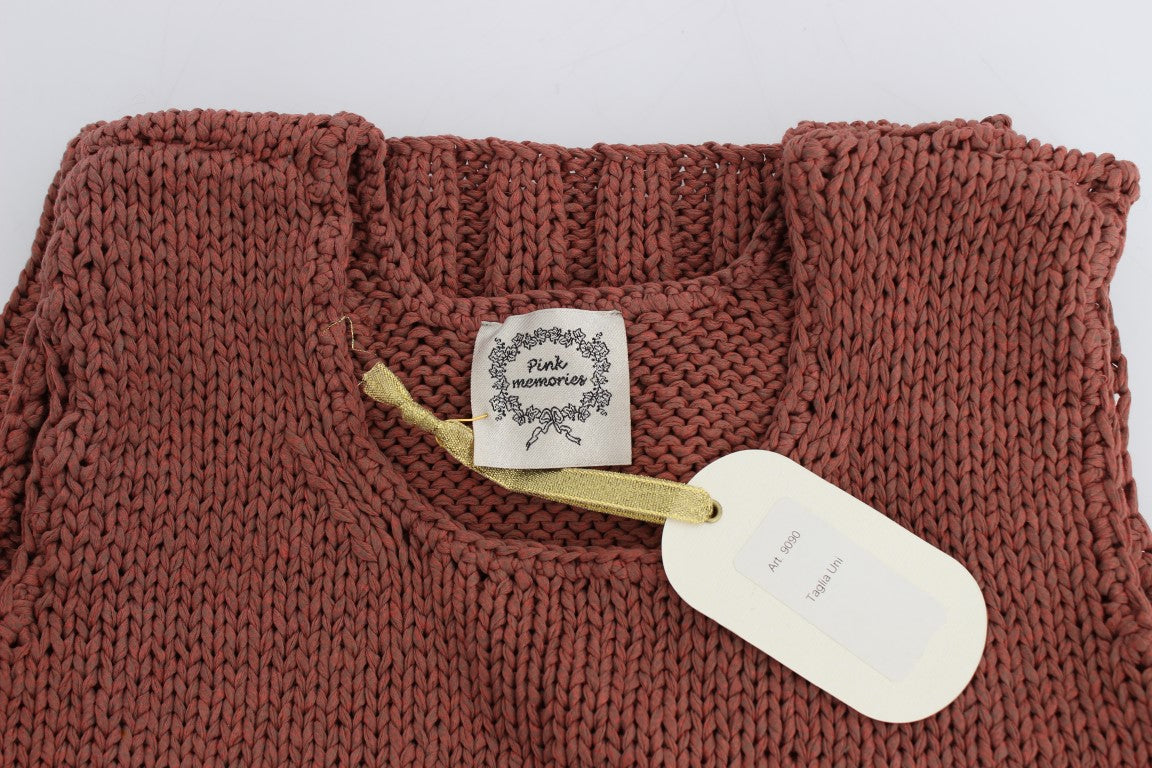 PINK MEMORIES Red Cotton Blend Knitted Sleeveless Sweater