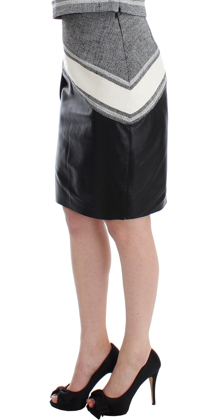 Sachin & Babi Grey Black Liza Leather Straight Pencil