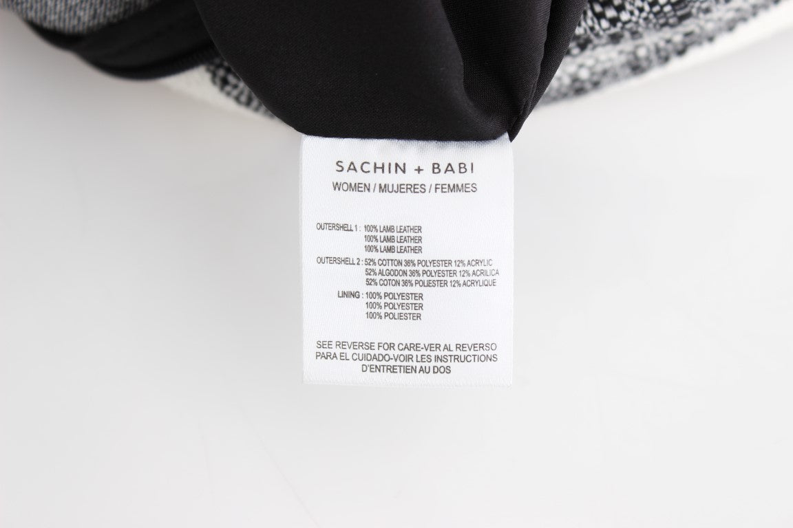 Sachin & Babi Grey Black Liza Leather Straight Pencil