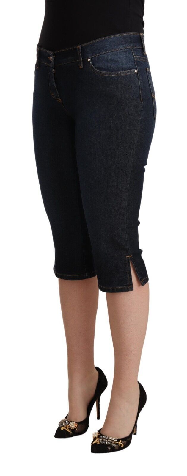 جينز GF Ferre Blue Cotton Stretch Low Waist Slim Capri Denim