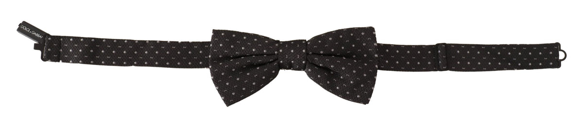 Dolce & Gabbana Dark Gray Polka Dot 100% Silk Neck Papillon Tie