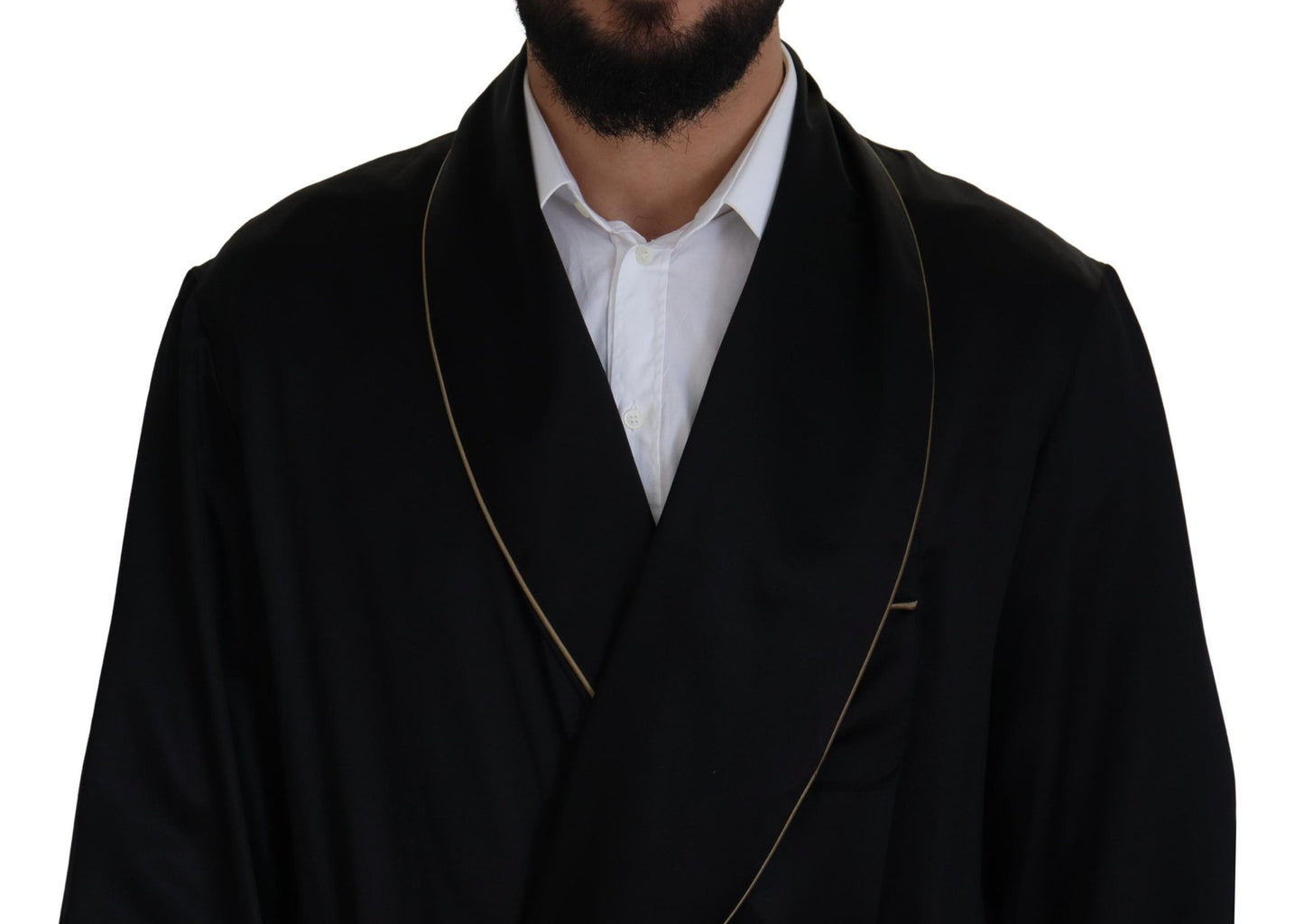 روب معطف لف أسود من دولتشي آند غابانا 100% حرير
