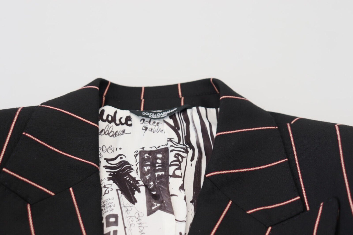 Dolce & Gabbana Dark Gray Stripes Viscose Double Breasted Blazer