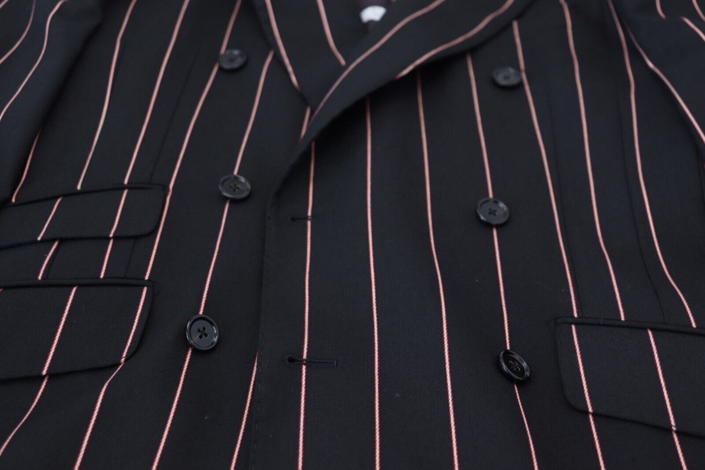Dolce & Gabbana Dark Gray Stripes Viscose Double Breasted Blazer