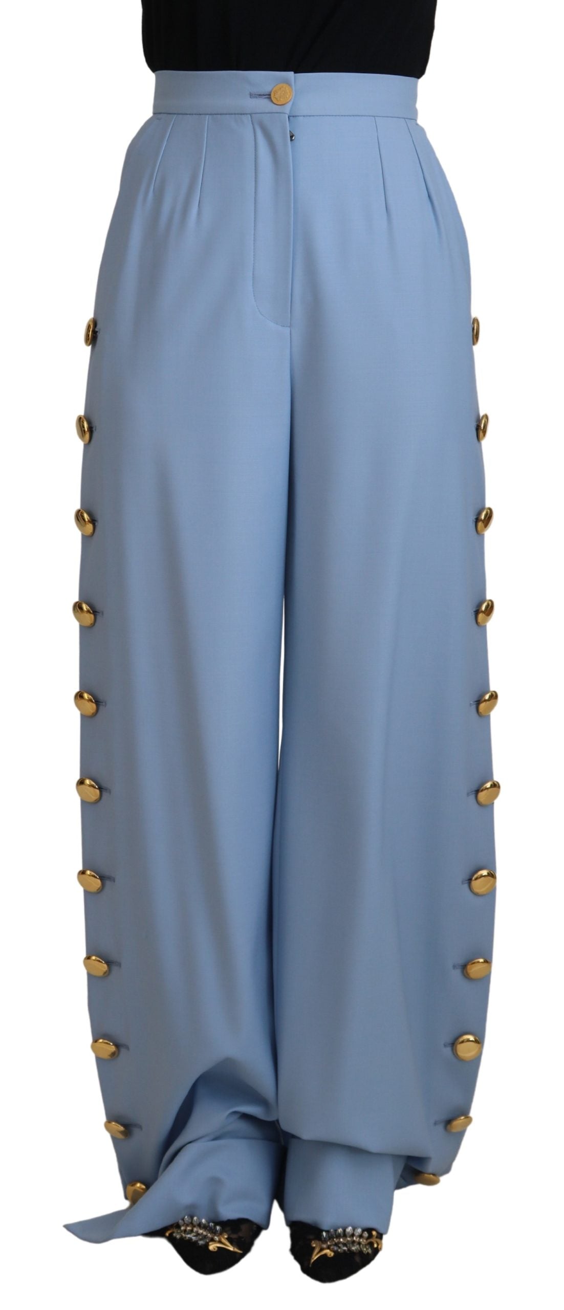 بنطال واسع الساقين بأزرار من Light Blue من Dolce & Gabbana