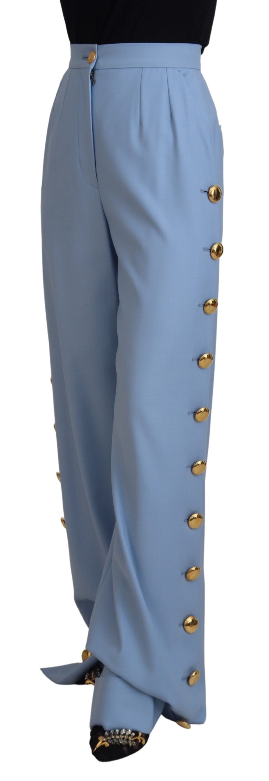 بنطال واسع الساقين بأزرار من Light Blue من Dolce & Gabbana