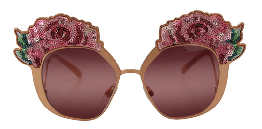 نظارة شمسية DG2202 من Dolce & Gabbana باللون الذهبي الوردي ومطرزة بالترتر