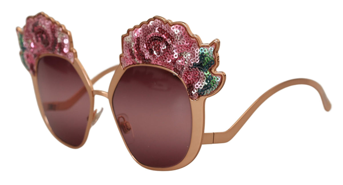 نظارة شمسية DG2202 من Dolce & Gabbana باللون الذهبي الوردي ومطرزة بالترتر