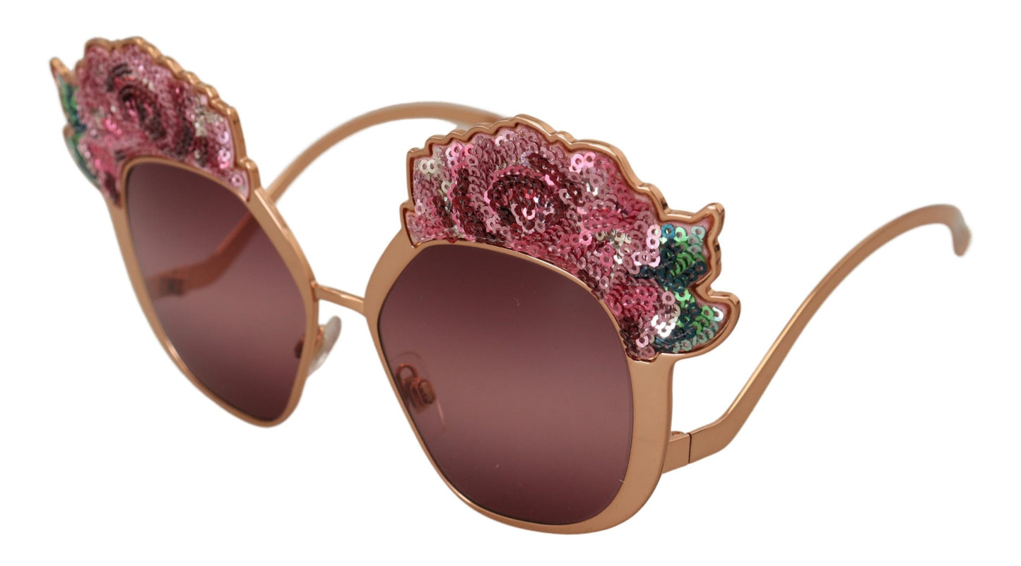 نظارة شمسية DG2202 من Dolce & Gabbana باللون الذهبي الوردي ومطرزة بالترتر