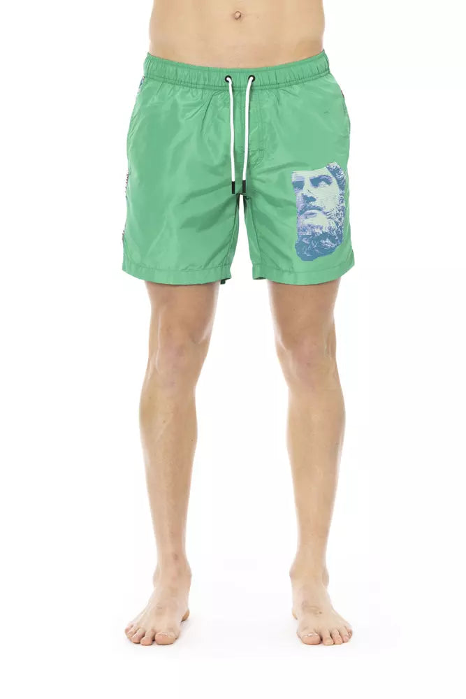 شورت سباحة رجالي من البوليستر الأخضر من Bikkembergs