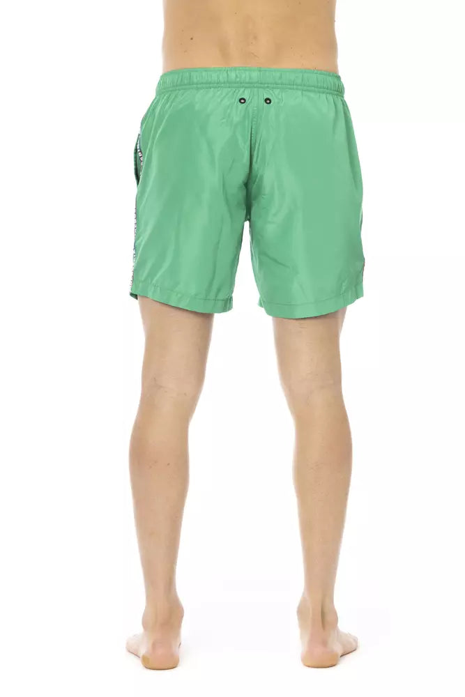 شورت سباحة رجالي من البوليستر الأخضر من Bikkembergs
