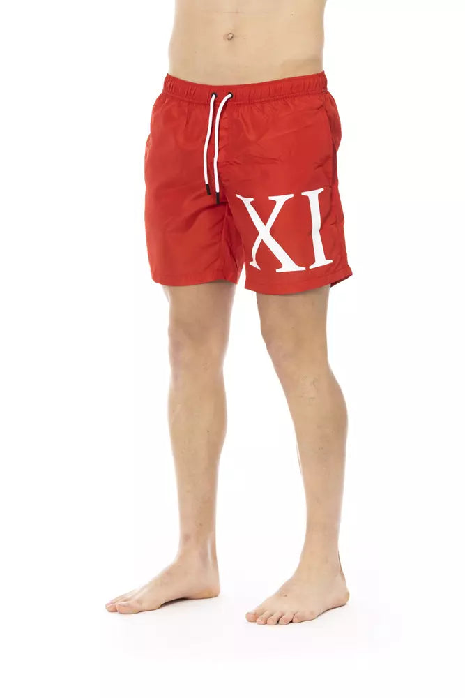 شورت سباحة رجالي من البوليستر الأحمر من Bikkembergs
