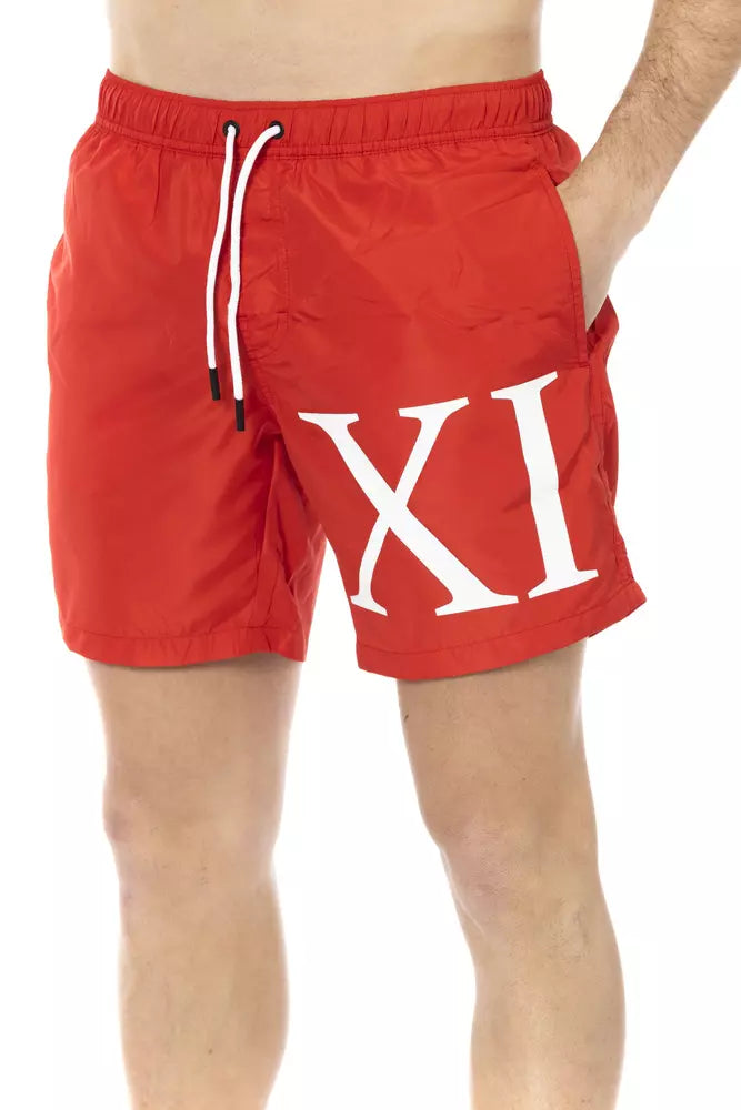 شورت سباحة رجالي من البوليستر الأحمر من Bikkembergs