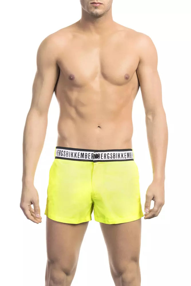 شورت سباحة رجالي من البولياميد الأصفر من Bikkembergs