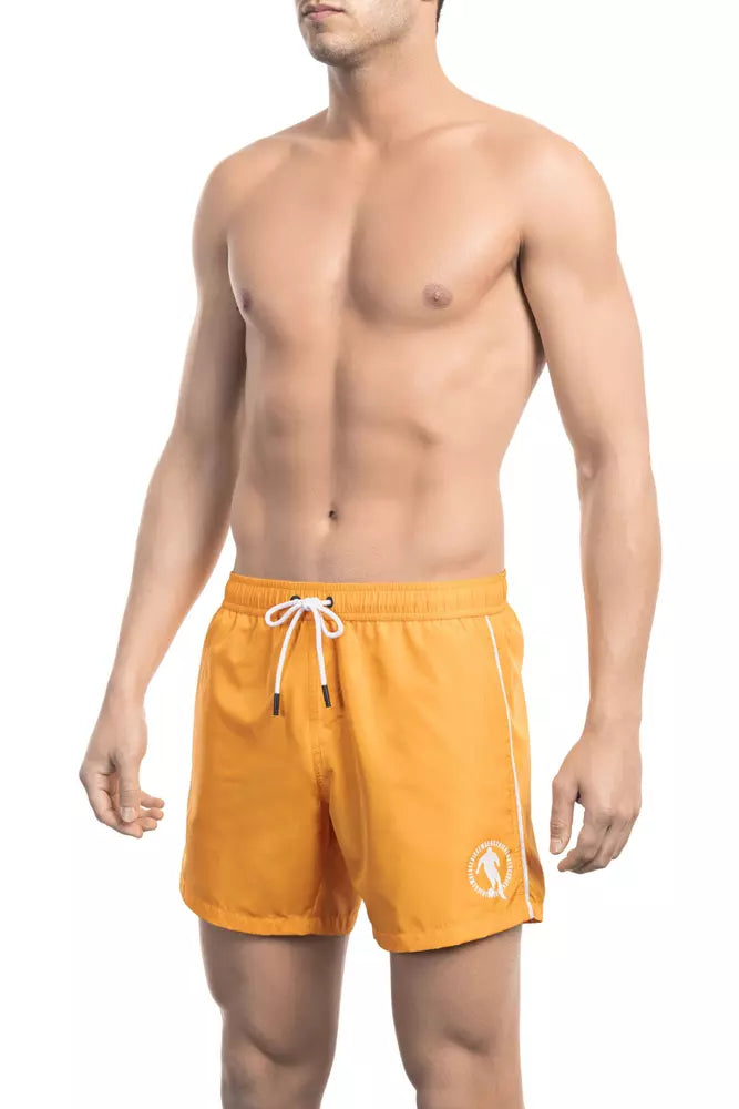 شورت سباحة رجالي من البوليستر البرتقالي من Bikkembergs
