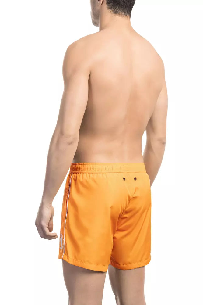 شورت سباحة رجالي من البوليستر البرتقالي من Bikkembergs