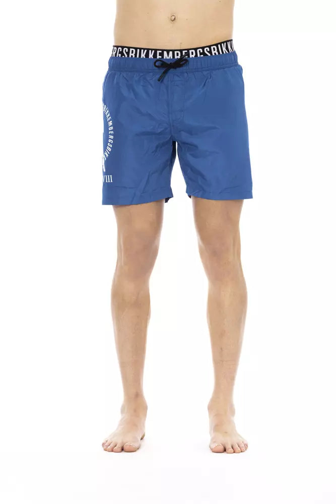 شورت سباحة رجالي من البوليستر الأزرق من Bikkembergs