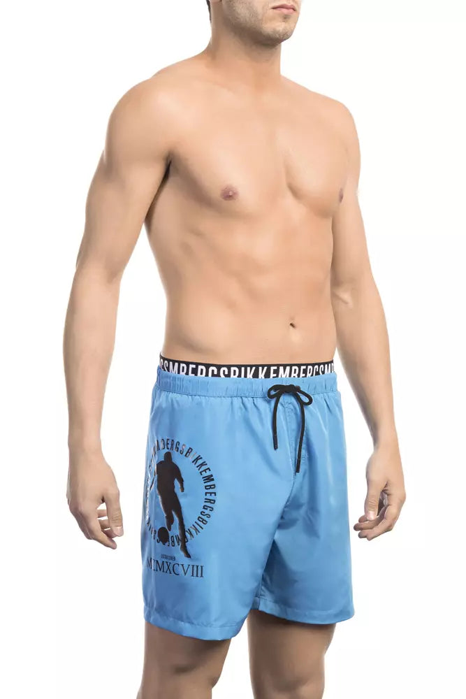 شورت سباحة رجالي من البوليستر أزرق فاتح من Bikkembergs