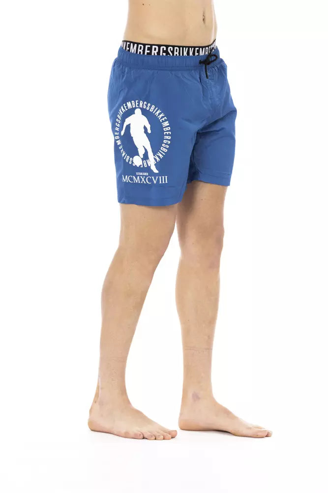شورت سباحة رجالي من البوليستر الأزرق من Bikkembergs