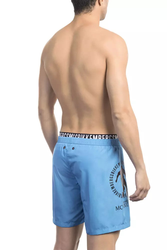 شورت سباحة رجالي من البوليستر أزرق فاتح من Bikkembergs
