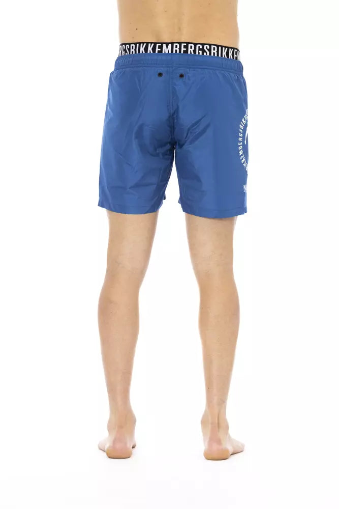 شورت سباحة رجالي من البوليستر الأزرق من Bikkembergs
