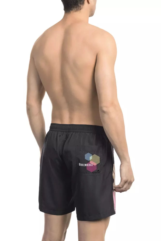 شورت سباحة رجالي من البوليستر الأسود من Bikkembergs
