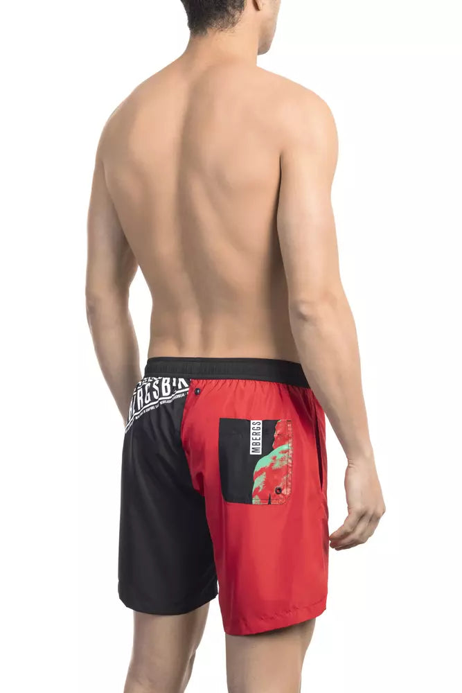 شورت سباحة رجالي من البوليستر الأحمر Bikkembergs
