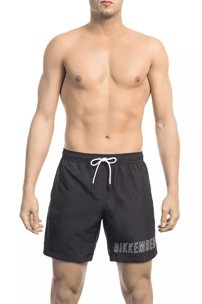 شورت سباحة رجالي من البوليستر الأسود من Bikkembergs