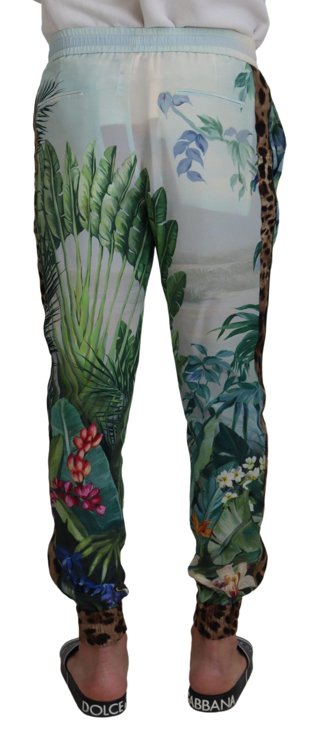 بنطال رياضي (Jogger) رجالي بطبعة زهور بيضاء من Dolce & Gabbana