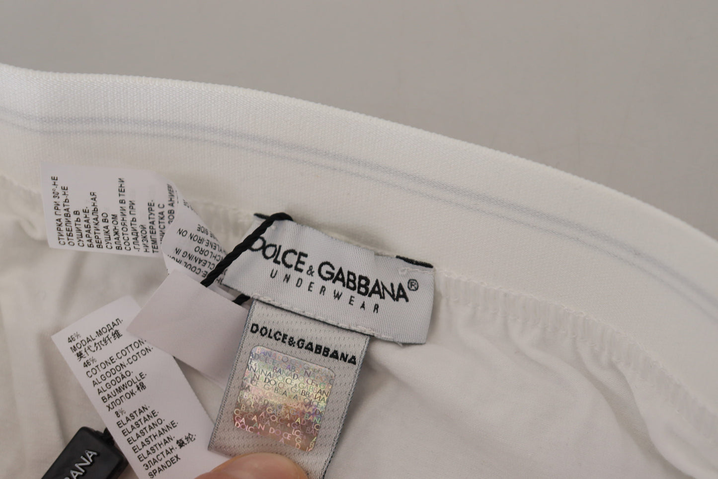 شورت بوكسر عادي من القطن المخلوط باللون الأبيض من Dolce & Gabbana