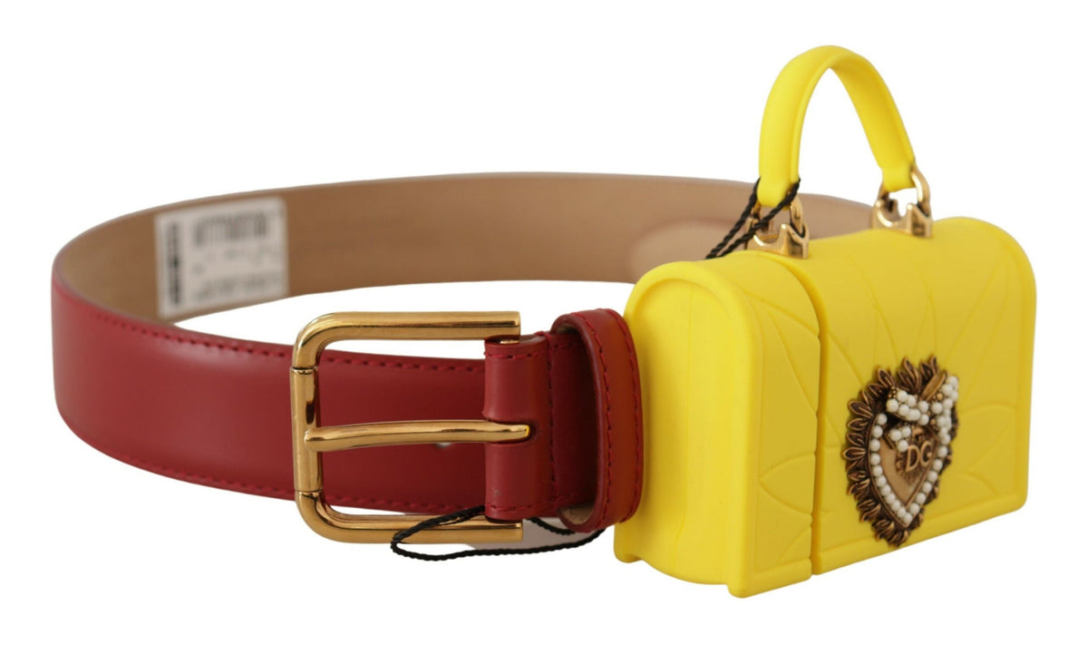 حزام بدبوس جلد أحمر وقلب ديفوشن أصفر من دولتشي آند غابانا