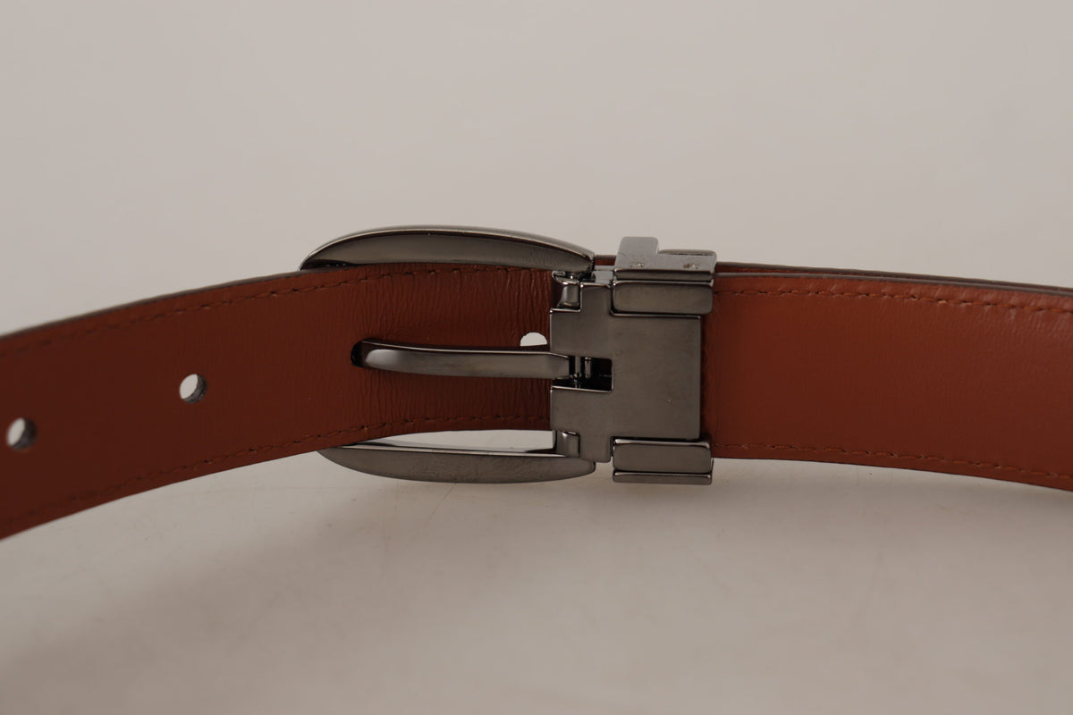 Dolce & Gabbana Brown Leopard Embossed Leather Buckle Belt