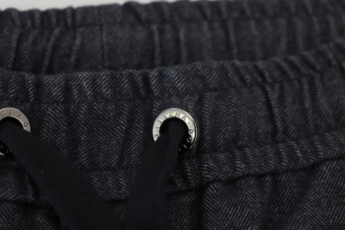 Dolce & Gabbana Grey Cotton Tapered Cotton Pants