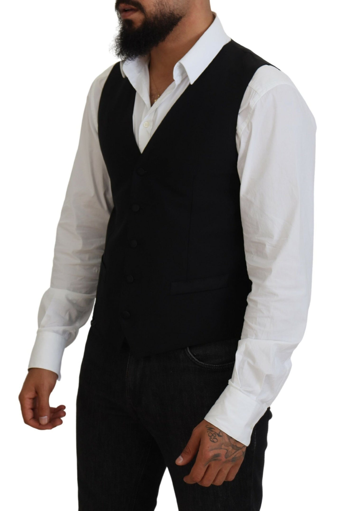 Dolce & Gabbana Dark Gray Virgin Wool Waistcoat Formal Vest