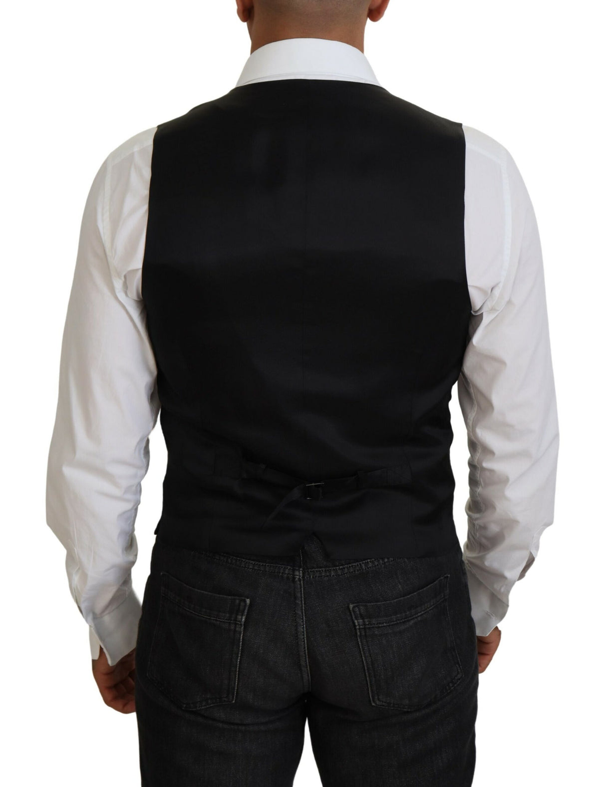 Dolce & Gabbana Dark Gray Virgin Wool Waistcoat Formal Vest