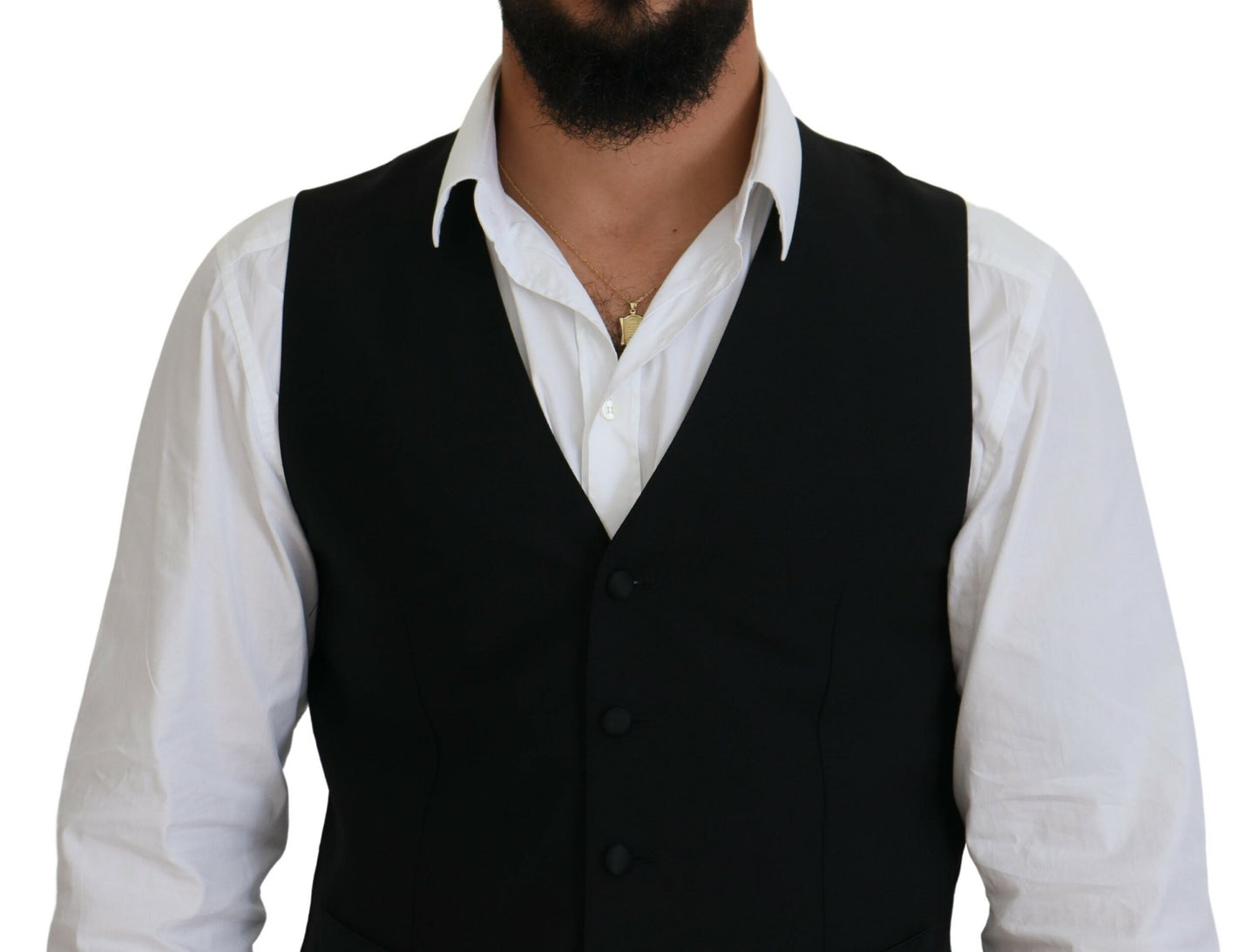Dolce & Gabbana Dark Gray Virgin Wool Waistcoat Formal Vest