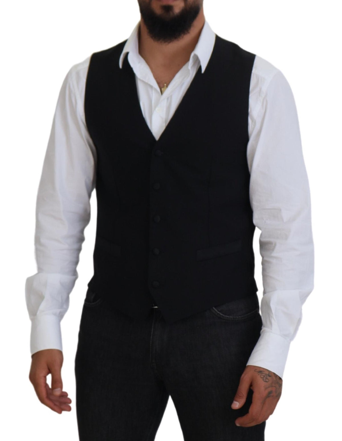 Dolce & Gabbana Dark Gray Virgin Wool Waistcoat Formal Vest