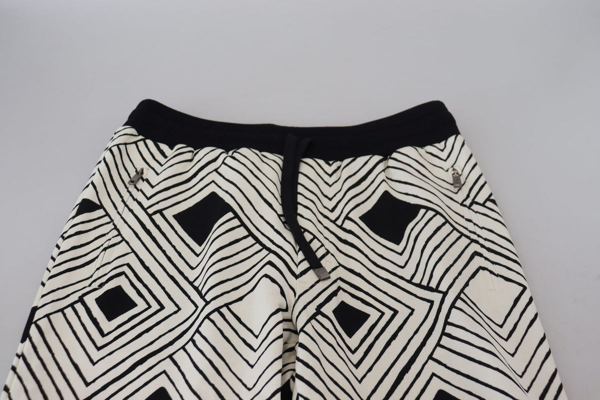 Dolce & Gabbana Black White Cotton Trousers Sport Pants