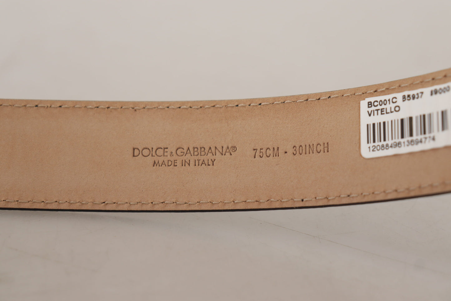 حزام Dolce & Gabbana بإبزيم معدني بني خلفي من جلد العجل الأسود