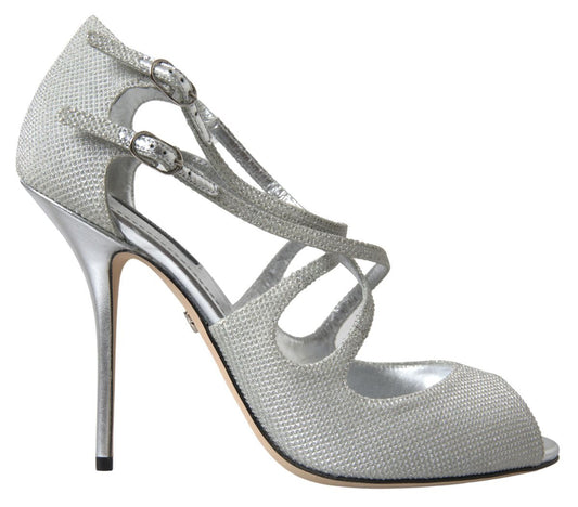 صندل بكعب عالي وحذاء Dolce & Gabbana Silver Shimmers