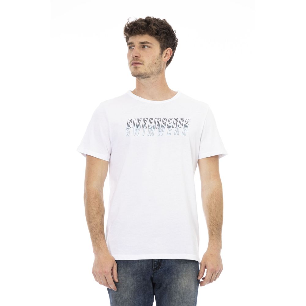 تيشيرت رجالي قطن أبيض Bikkembergs