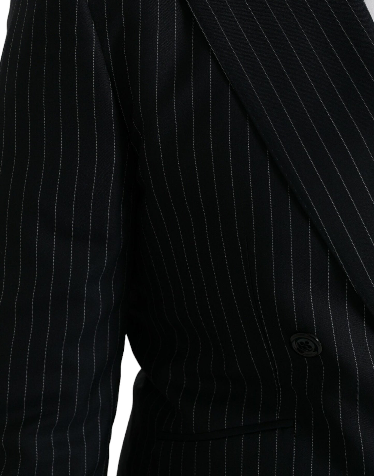 Dolce & Gabbana Dark Gray Stripe SICILIA Double Breasted Coat Blazer