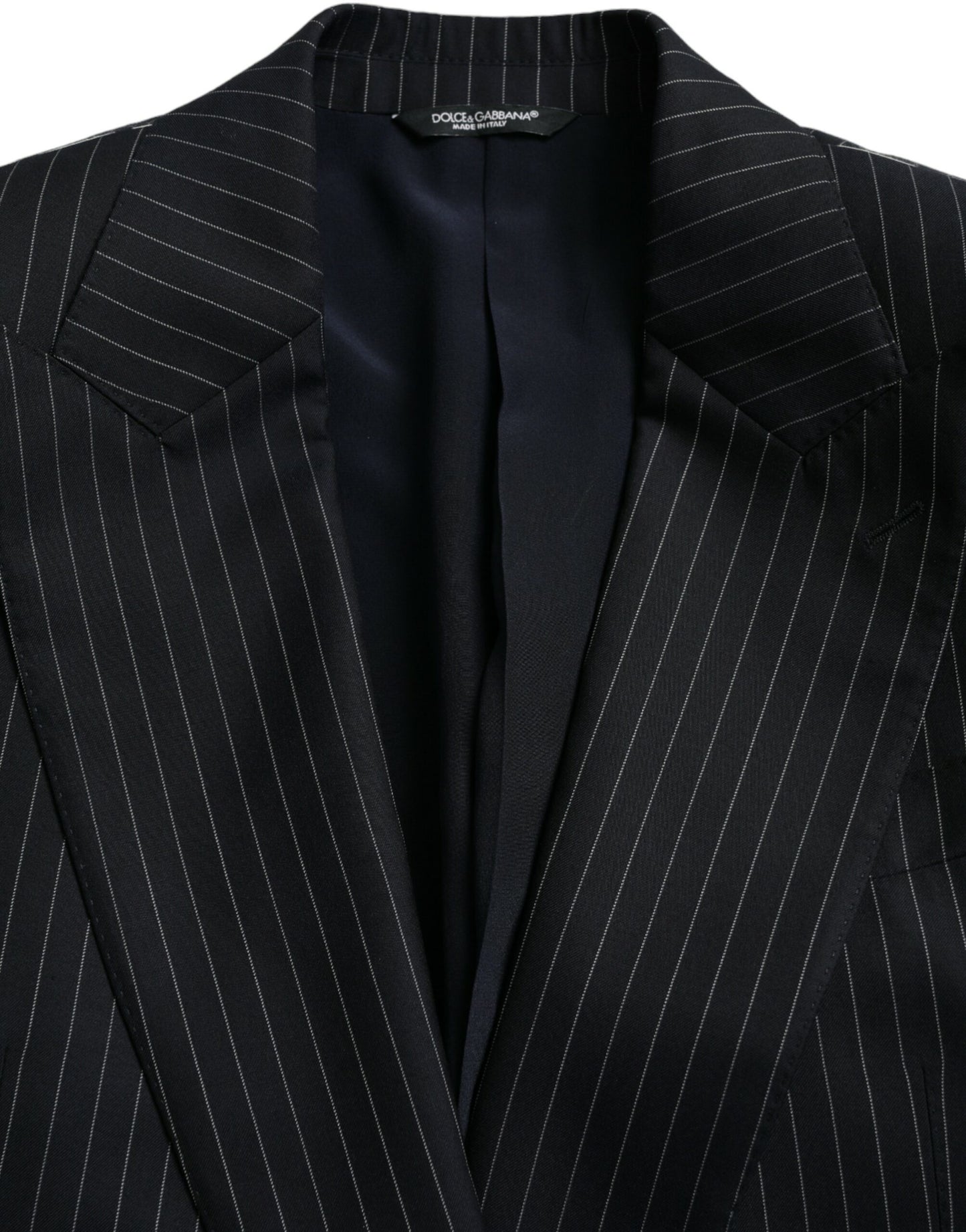 Dolce & Gabbana Dark Gray Stripe SICILIA Double Breasted Coat Blazer