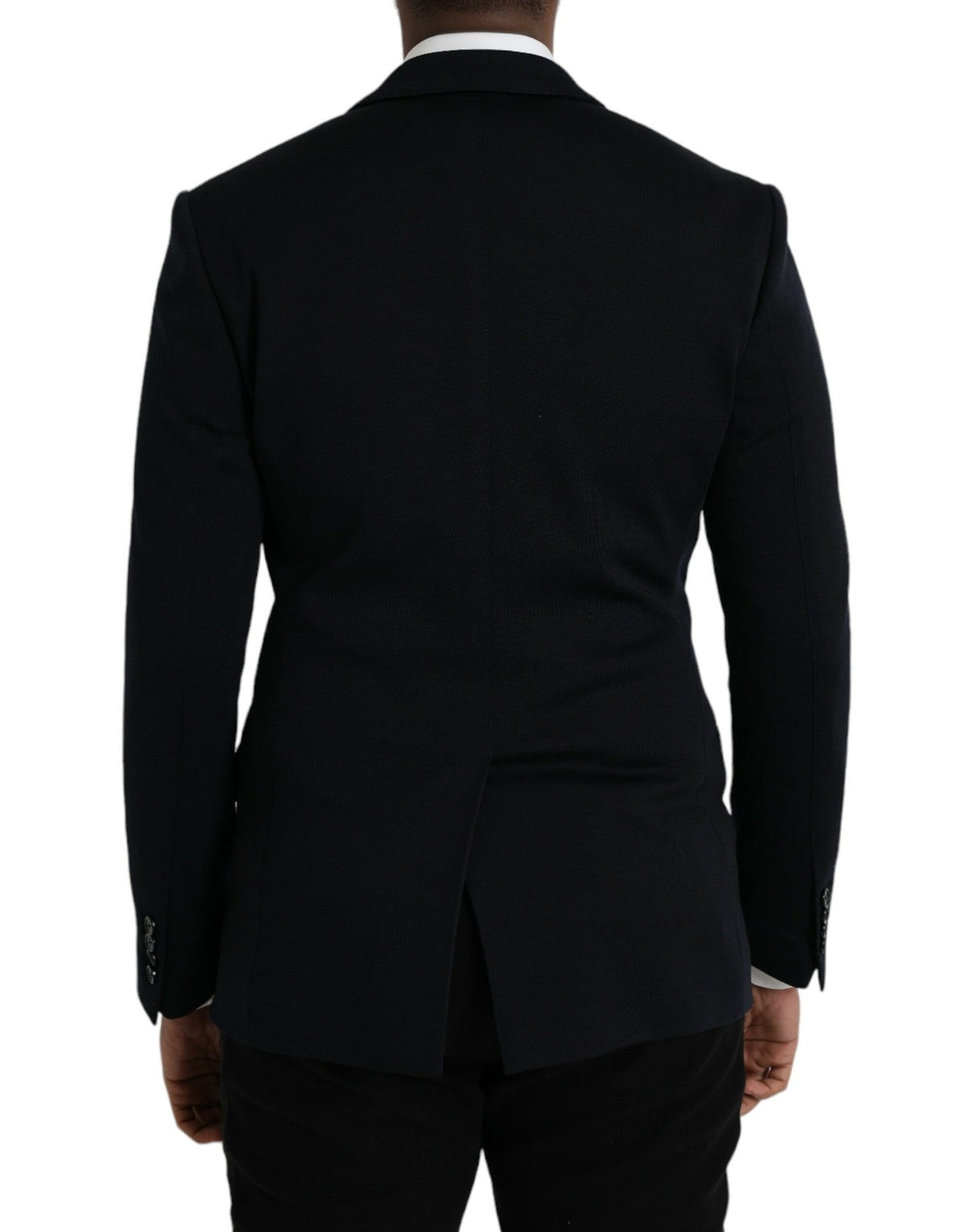 Dolce & Gabbana Dark Blue Wool Notch Single Breasted Coat Blazer