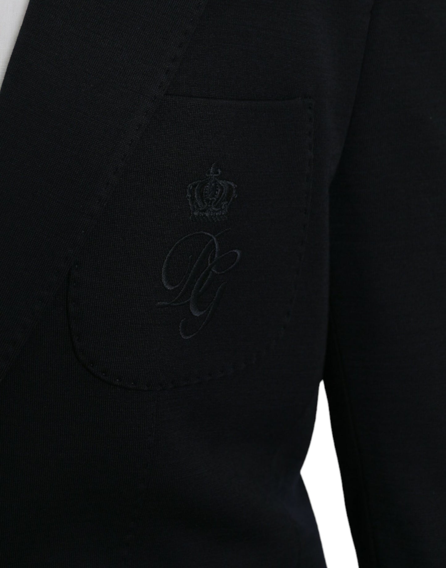 Dolce & Gabbana Dark Blue Wool Notch Single Breasted Coat Blazer