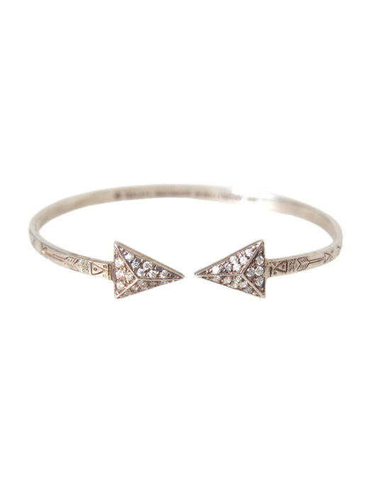 Nialaya Arrow Crystal 925 Silver Bangle Bracelet Women