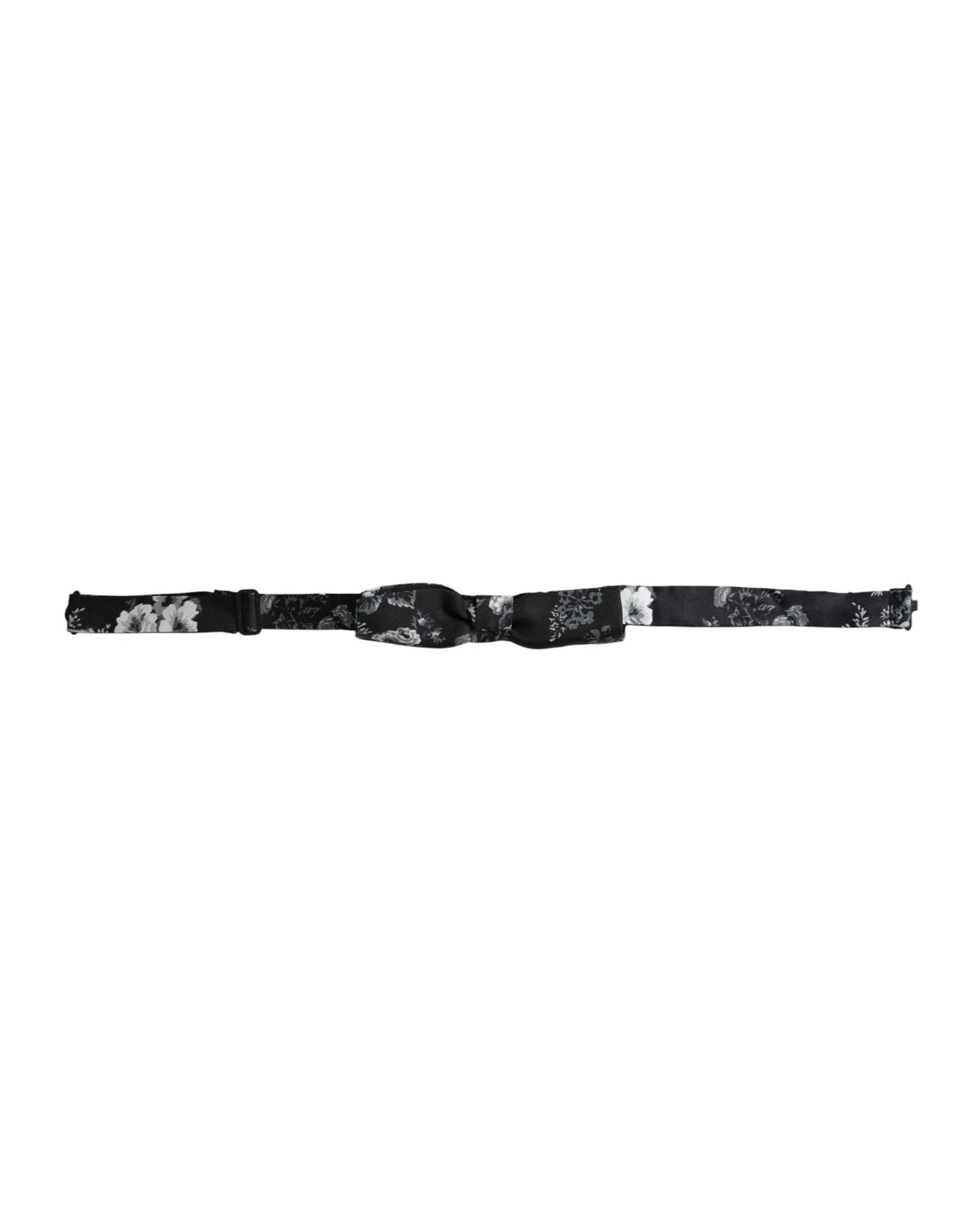 Dolce & Gabbana Dark Gray Floral Silk Adjustable Neck Men Bow Tie